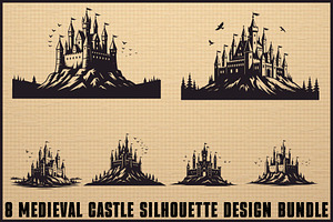 Medieval Castle Silhouette Set, an Illustration by BIPLOB EXPERT