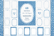 Watercolor Blue Frames Borders, an Object Graphic by Solo Art Original (Thumbnail 1 of 15)