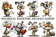 Whimsical Valentine Animals Clipart, an Illustration by OK Design (Thumbnail 2 of 6)