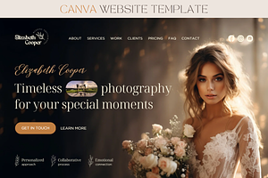 Photography Website Template Canva, a Landing Page Template by vectorocean
