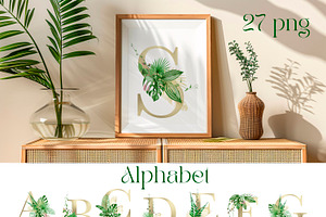 Watercolor Tropical Leaves Set