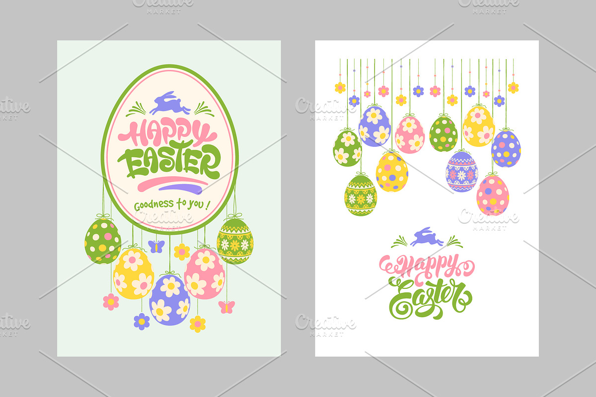 Easter Garland And Greeting Cards, an Illustration by Vector beauty (Photo 2 of 3)