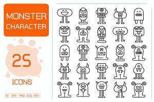 Cartoon Monster Avatars Set