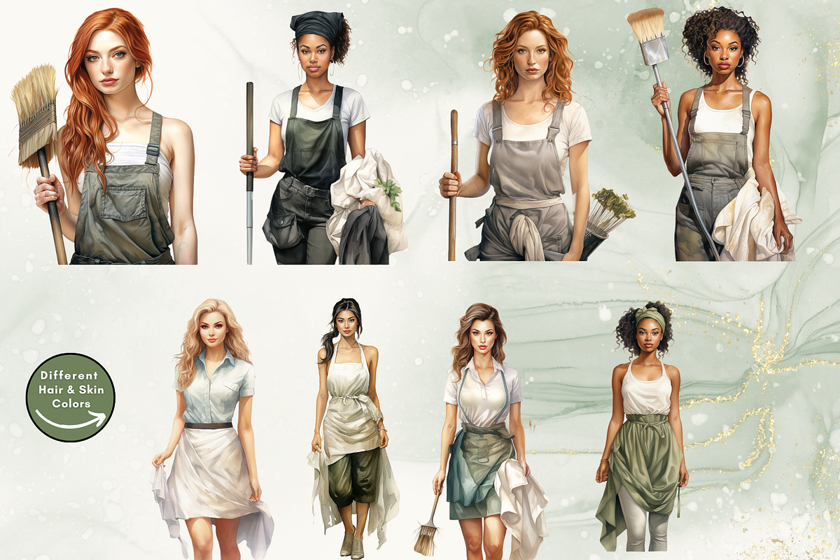Watercolor Cleaning &Laundry Clipart, an Illustration by NadiaTheronArt (Photo 3 of 5)