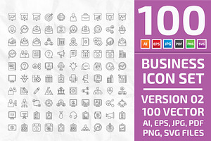 100 Strategy Icon Set 2 Line Style