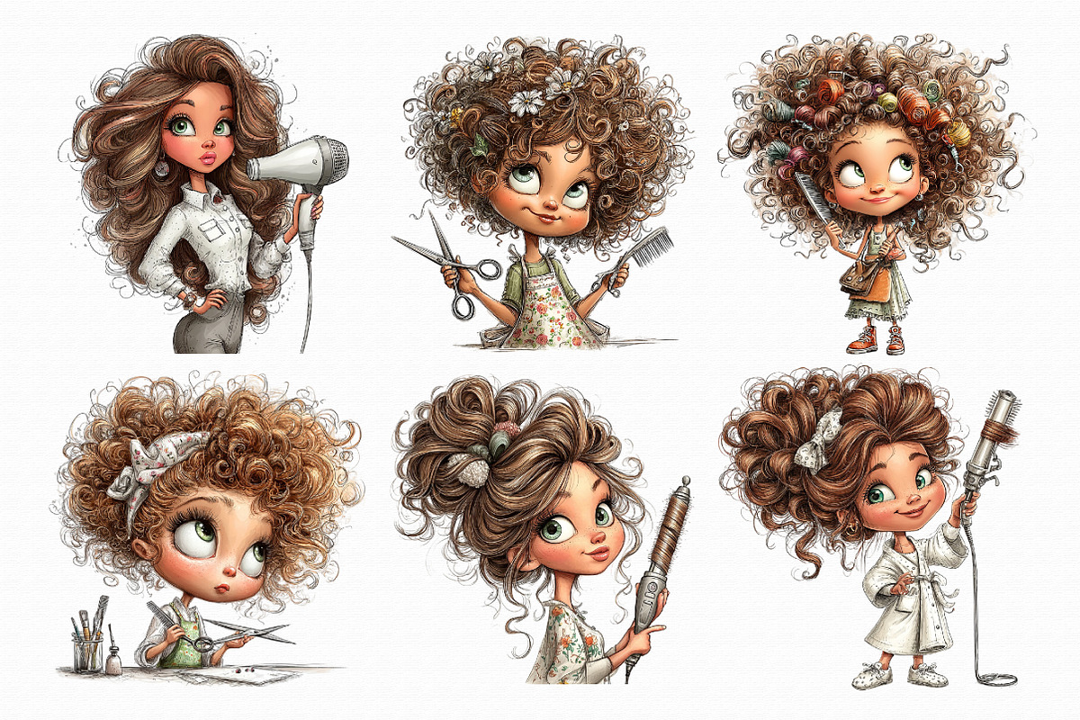 Hairdresser Girl Clipart, an Illustration by Libby Wishes (Photo 6 of 8)