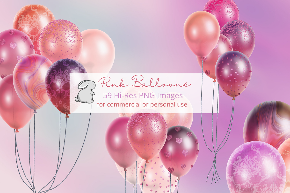 Pink Ombre Balloons Clip Art, an Illustration by Kandace Lalo Designs (Photo 1 of 9)