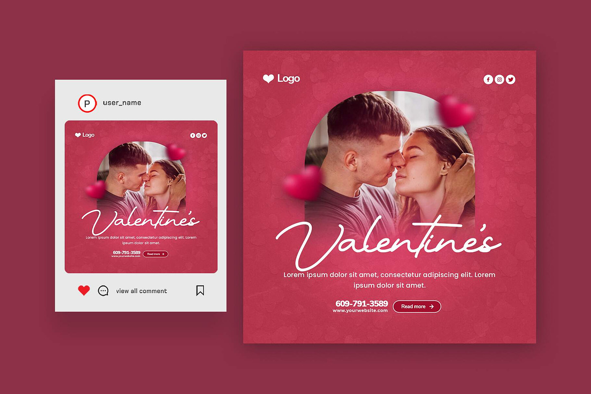 Valentine's Day Social Media Bundle, a Social Media Template by Saman Osama (Photo 10 of 14)