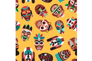 African masks seamless pattern, an Object Illustration by YummyBuum