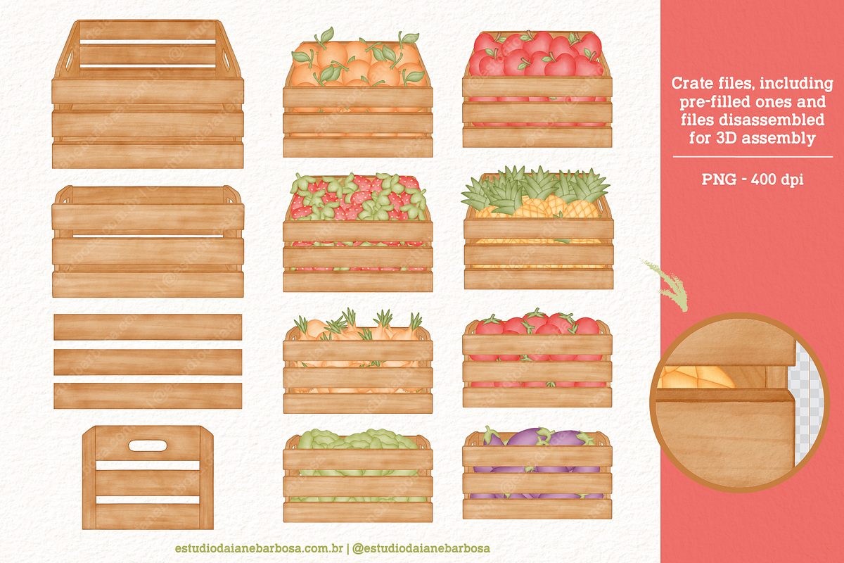 Fruits and Vegetables - Cliparts Set, an Illustration by Estudio Daiane Barbosa (Photo 4 of 10)