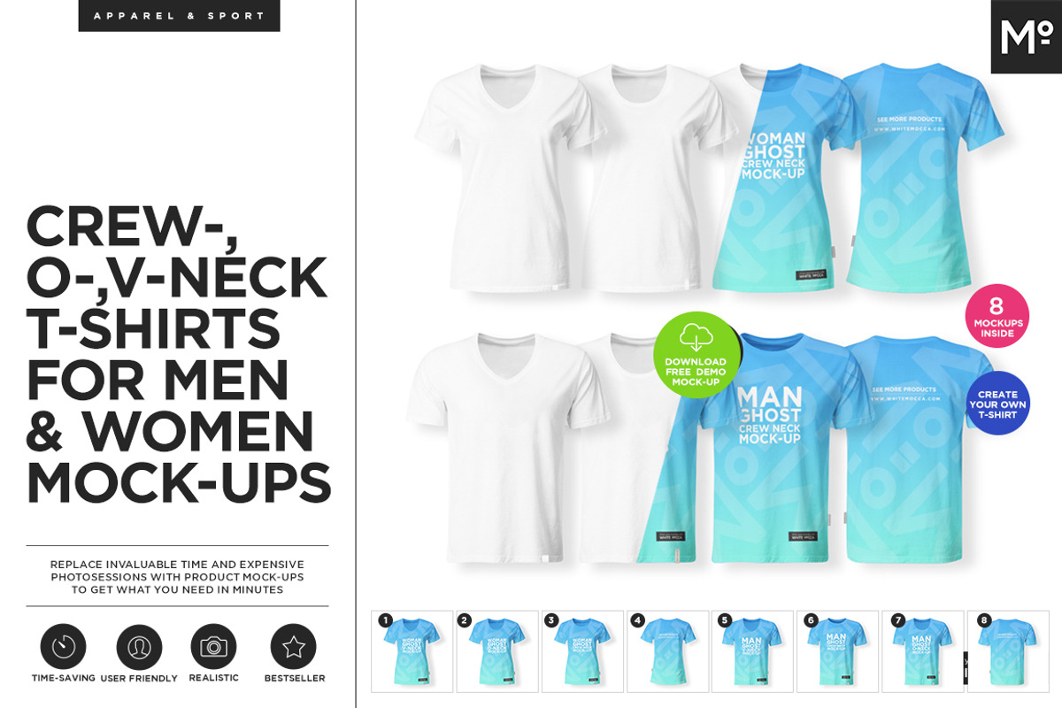 Men & Women Ghost T-shirt Mock-up, a Shirt Mockup by Mocca Mockups Store (Photo 1 of 15)