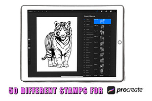 50 Tigers Procreate Stamps Brushes