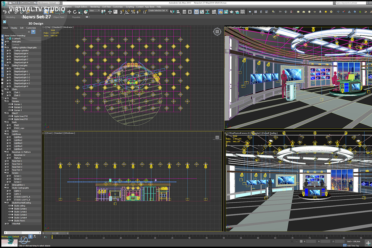 Virtual TV Studio News Set 27, an Architecture 3D Model by akerStudio (Photo 13 of 49)