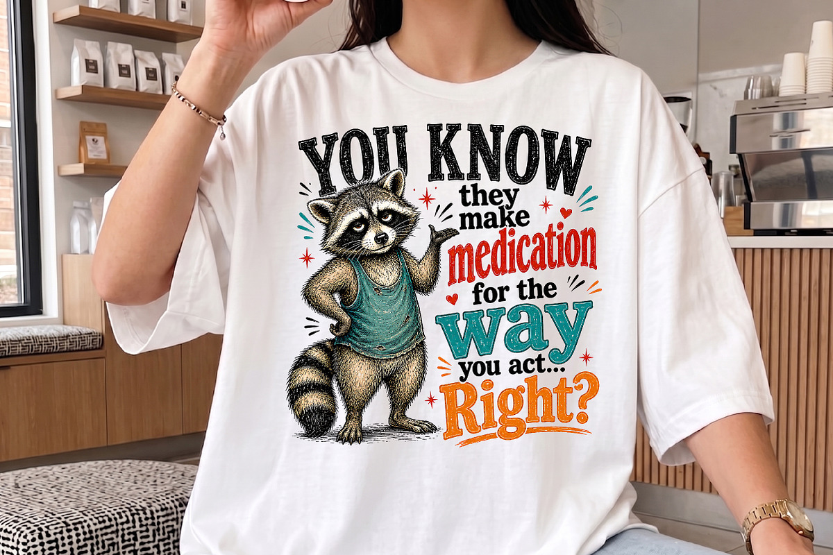 Sarcastic Raccoon Medication PNG, a Seasonal Illustration by Libby Wishes (Photo 3 of 4)
