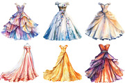 Elegant Watercolor Gown Clipart, an Illustration by Pixels.Craft (Thumbnail 2 of 5)