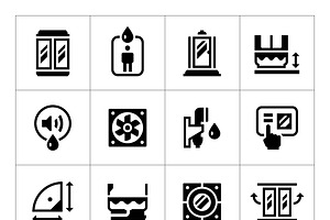 Set icons of shower cabin, a Solid Icon by motorama