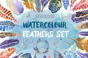 Watercolour Feathers Graphic Set