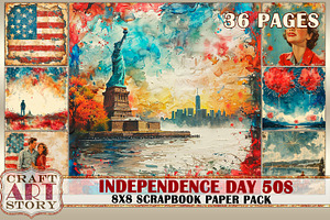 Retro Independence Day 50s journal, a Person Illustration by CraftArtStory
