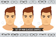 Man glasses shapes-9 face types-set, a Decorative Illustration by Cheremuha (Thumbnail 1 of 6)