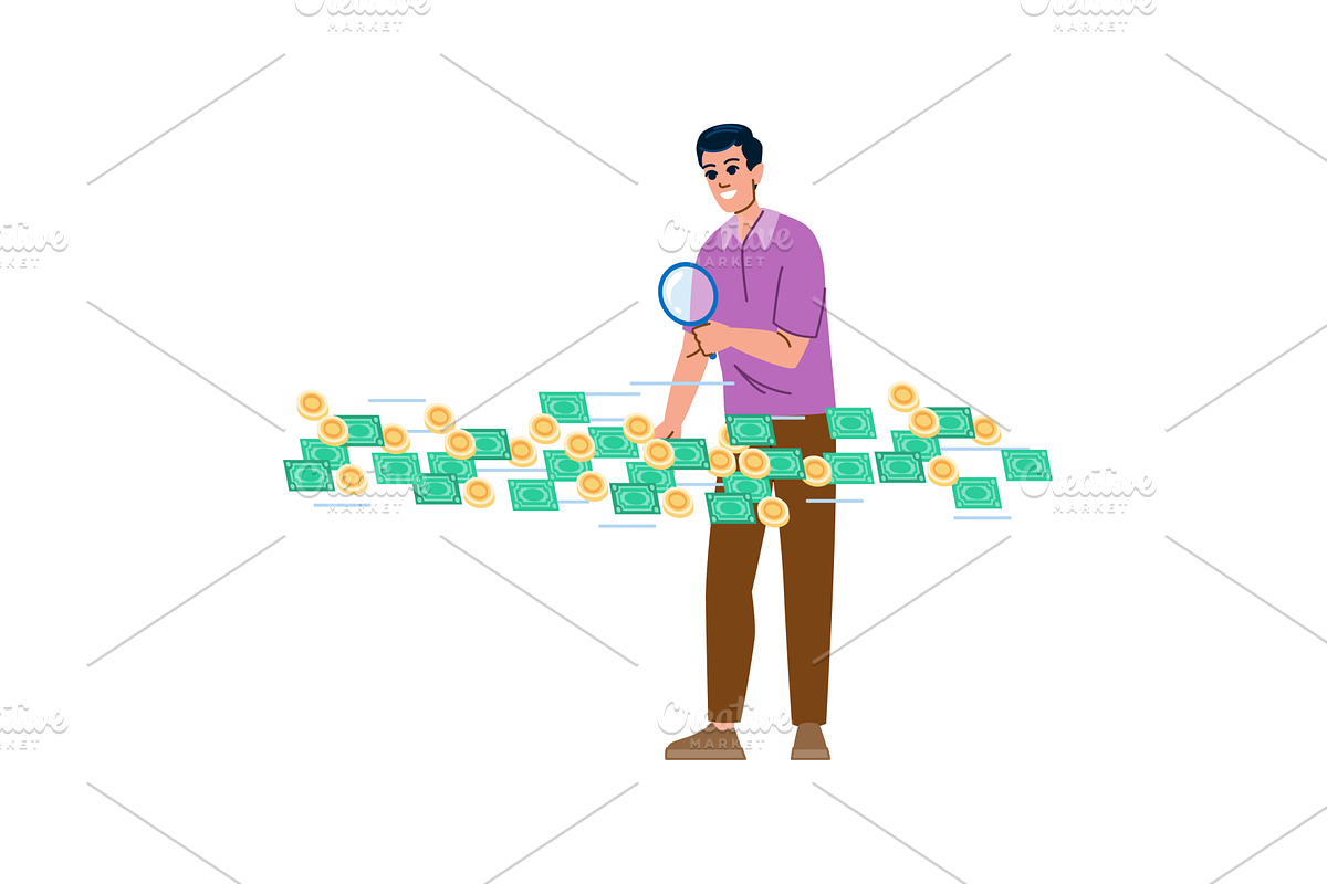 Man analyzing flow of money with, a Finance Illustration by pikepicture