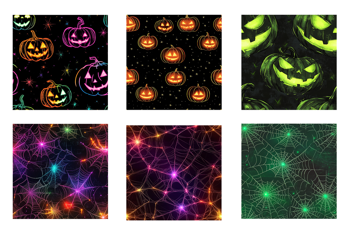 Halloween Glow Digital Paper, a Pattern Graphic by Chromolume Studio (Photo 4 of 16)