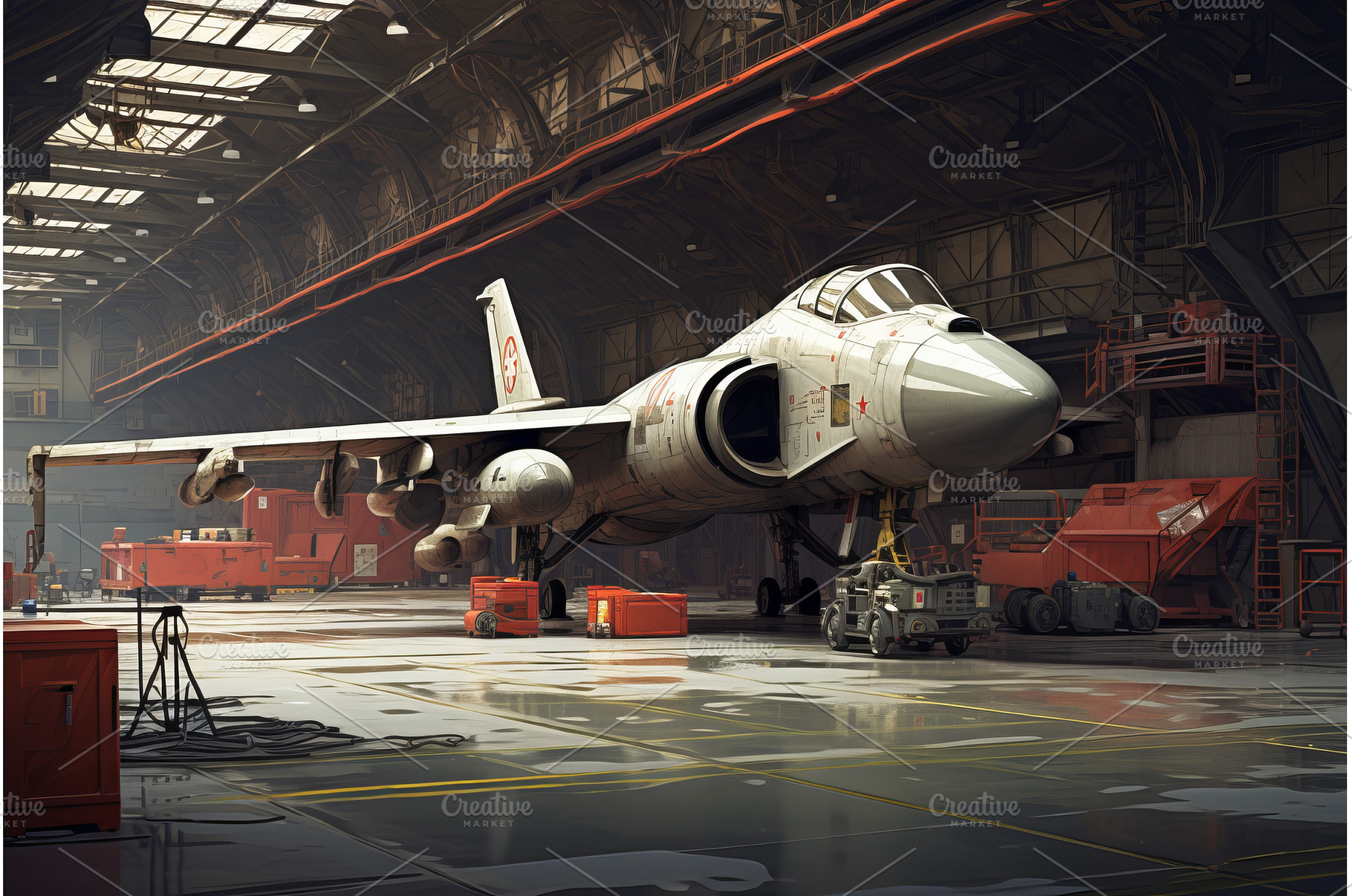 Formidable Military jet in hangar, a Nature Photo by Ylivdesign