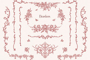 Burgundy Floral Garden Borders, a Decorative Illustration by Ekaproeka (Thumbnail 3 of 6)
