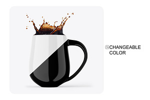 Glossy Mug W/ Coffee Splash Mockup