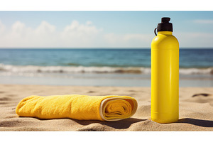 beach yellow fitness ai generated, a Sports & Recreation Photo by pikepicture