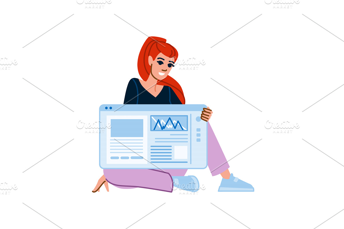 Smiling woman showing website or, a Technology Illustration by pikepicture