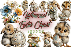 Whimsical Easter Clipart Png, an Illustration by Craft Nest