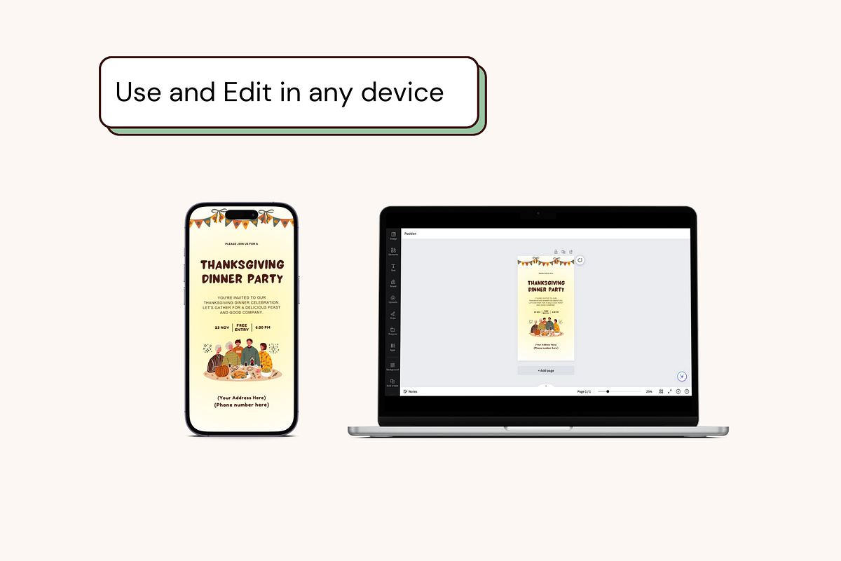 Thanksgiving Dinner Party Invitation, a Social Media Template by Adored Templates (Photo 7 of 10)