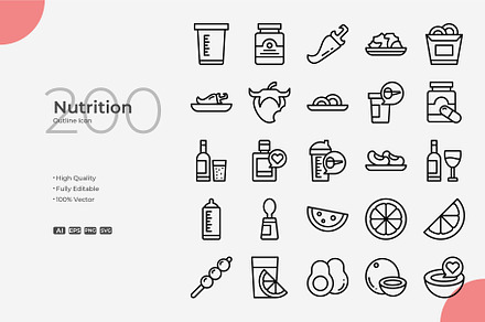 Nutrition Outline Icons, an Outline Icon by Bloodline