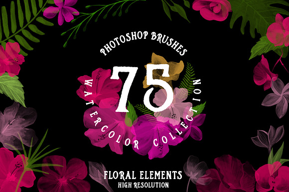 Photoshop Brushes watercolor flowers preview 5