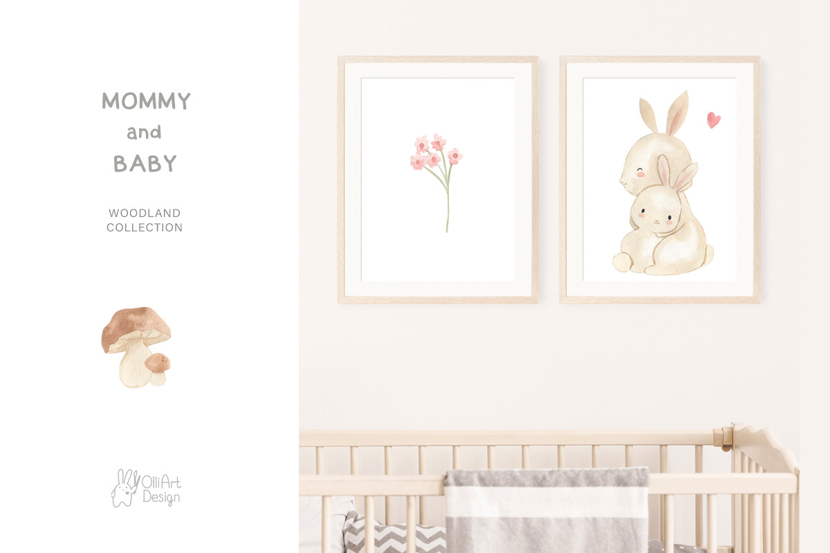 MOTHER AND BABY. Woodland animal, an Animal Illustration by OlliArtDesign (Photo 12 of 14)