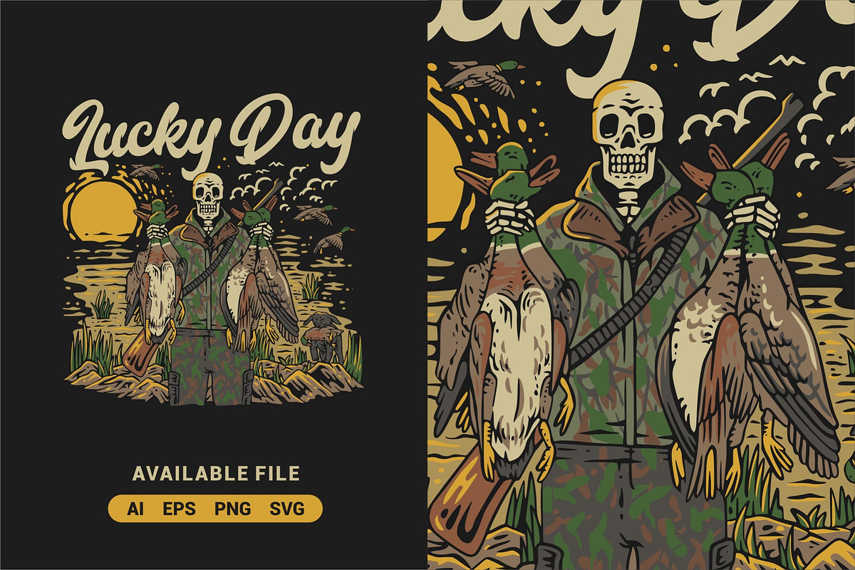 Duck Hunting Vector Illustration, an Illustration by ImoogiStudio