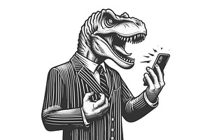 Angry Dinosaur Businessman Yelling, a Finance Illustration by AlexArt
