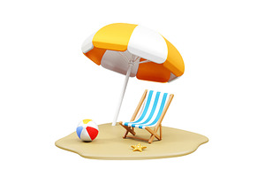 starfish and beach chair icon, an Object Illustration by fahad121