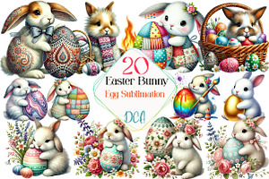 Easter Bunny with Egg Sublimation, an Illustration by DreamCafeArt