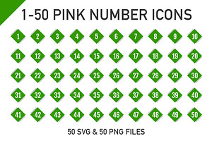 1-50 Green Cube Number Icons