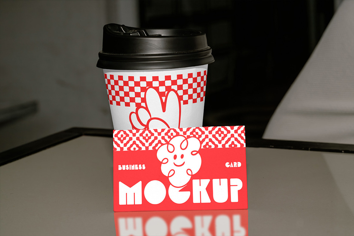 Business Card & Coffee Cup Mockup, a Mockup by Simetrica Labs (Photo 4 of 6)
