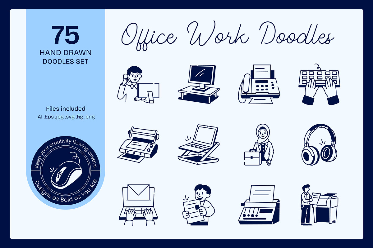 Office Work Drawing Art Set, an Outline Icon by Vectors Market (Photo 1 of 9)