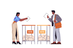 Man and woman voting by throwing, a Person Illustration by Elegant Solution
