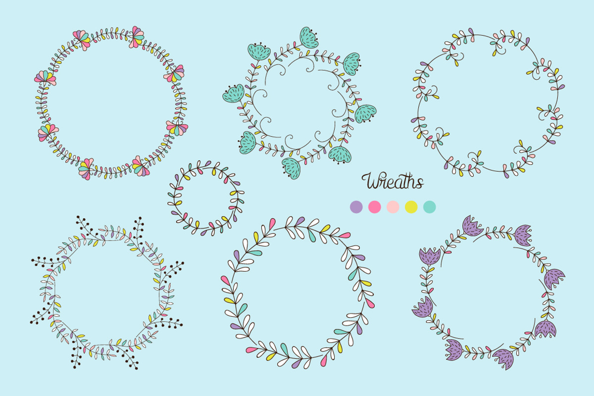 Floral Vector Elements Set + Pattern, an Illustration by OkPen (Photo 3 of 6)