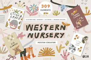 Western Nursery Poster Creator, an Animal Illustration by Olia