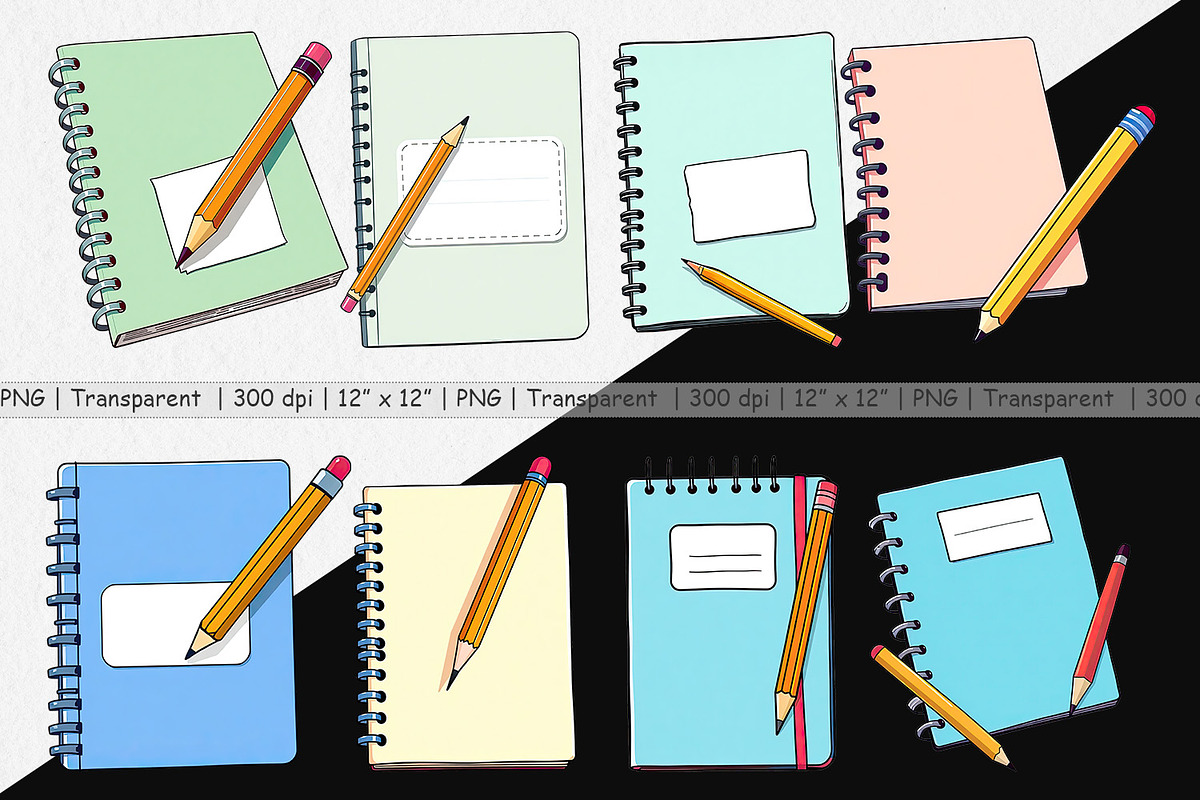 Pencil and Notebook Clipart, a Graphic by Artnoy (Photo 2 of 5)