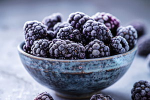 Frozen Blackberries in Small Bowl, a Food & Drink Photo by Virgo Studio