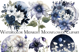 Watercolor Moonflower Clipart