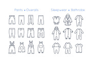 Baby Clothes Garment Thin Line Icons, an Outline Icon by Vectorikart (Thumbnail 3 of 6)