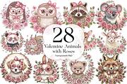Valentine Animals with Roses PNG, an Animal Illustration by KennedyStudio (Thumbnail 1 of 5)